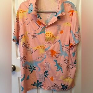 Pink Dinosaur Button Up